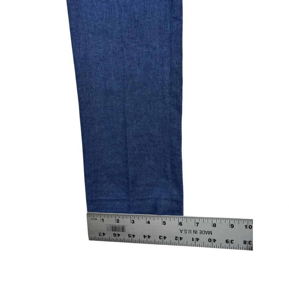 Banana Republic 30x30 Navy Blue Herringbone Linen Cotton Pants Trousers Tailored